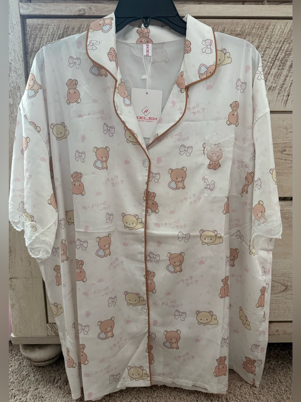 Rillakuma Premium Korean Satin set shorts Pajamas - coords pajamas one size